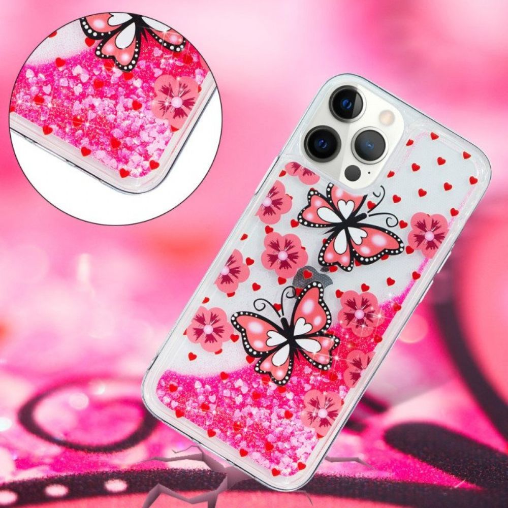 Hoesje voor iPhone 15 Pro Vlinders Glitteren