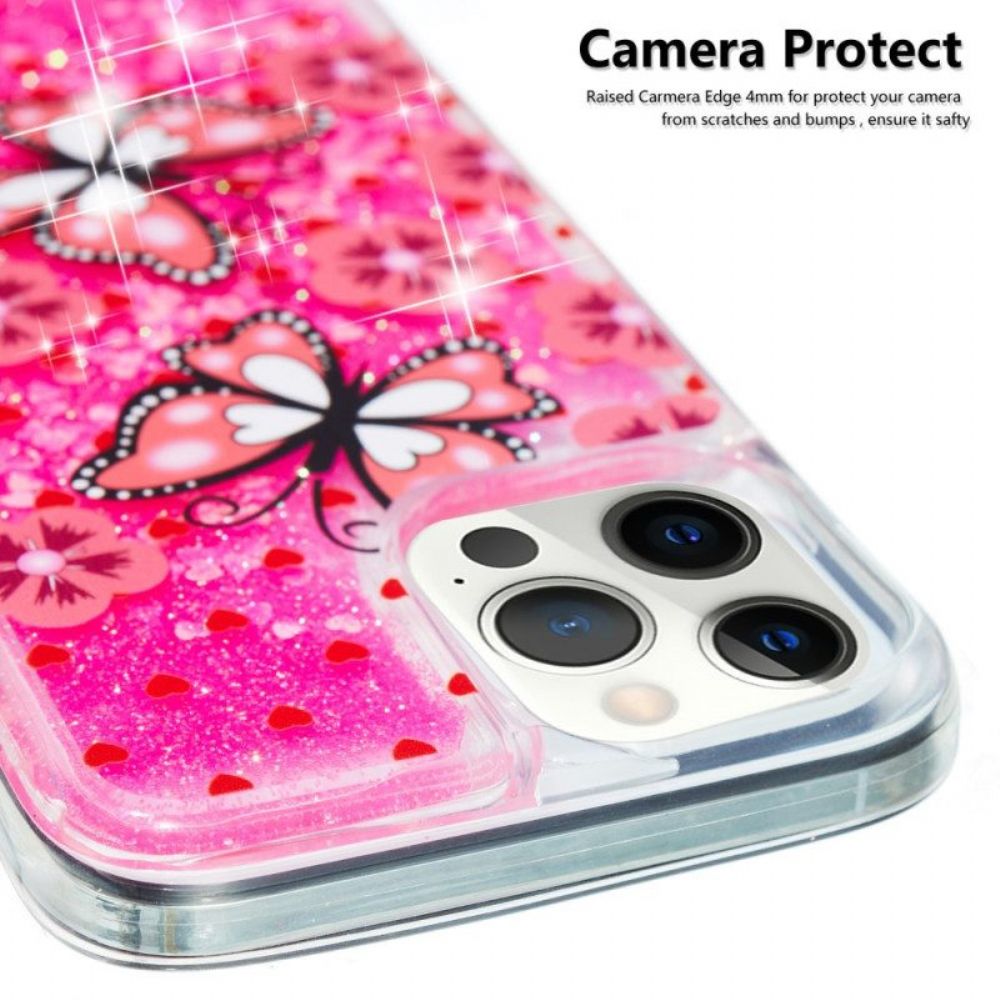 Hoesje voor iPhone 15 Pro Vlinders Glitteren