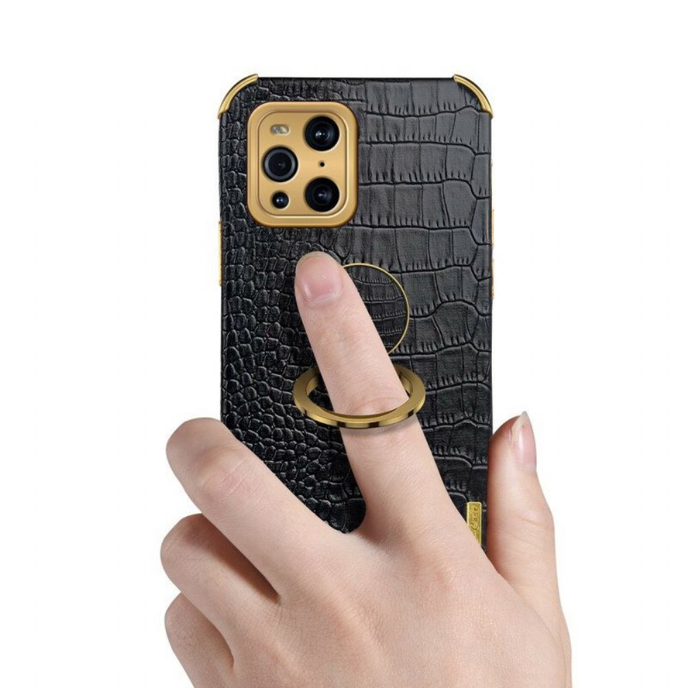 Hoesje voor Oppo Find X3 Pro X-case Krokodillenleer-effect