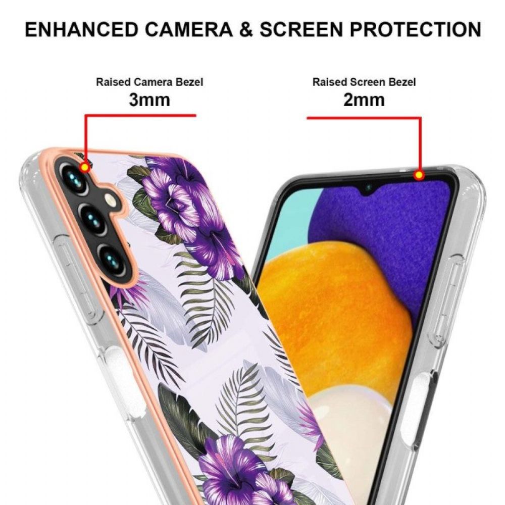 Hoesje voor Samsung Galaxy A54 5G Gemarmerde Bloemen