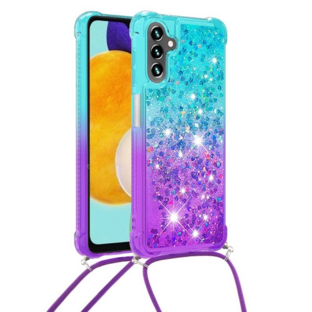 Hoesje voor Samsung Galaxy A54 5G Met Koord Glitter Siliconen Koord