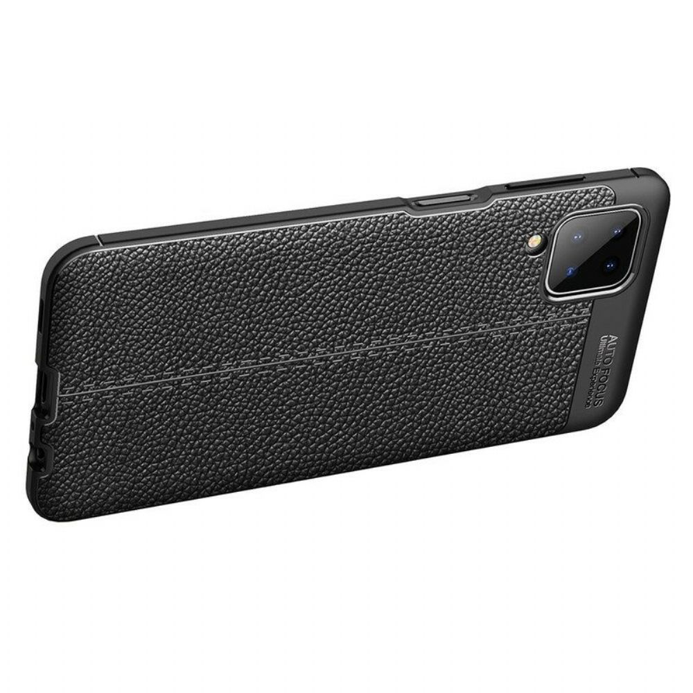 Hoesje voor Samsung Galaxy M12 / A12 Dubbellijnig Litchi-leereffect