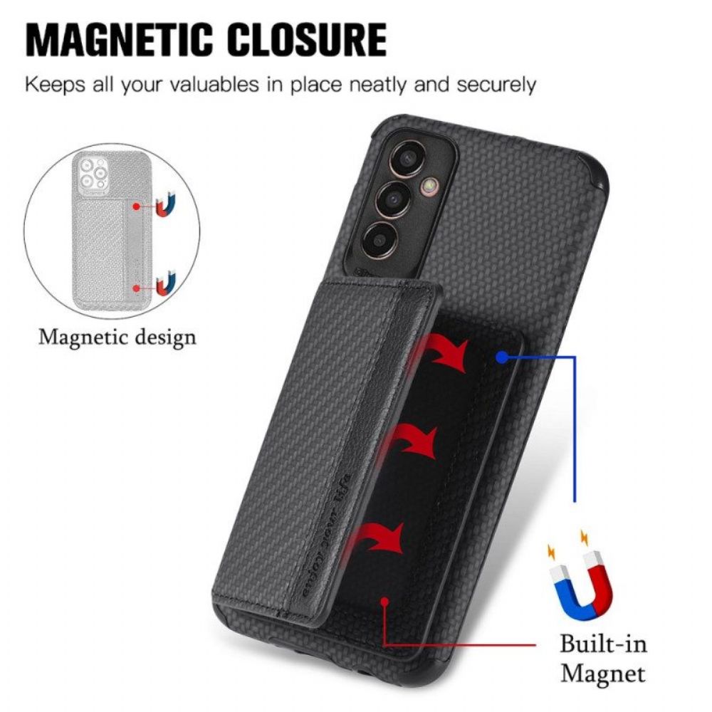 Hoesje voor Samsung Galaxy M13 Portemonnee Koolstofvezel En Magnetische Portemonnee