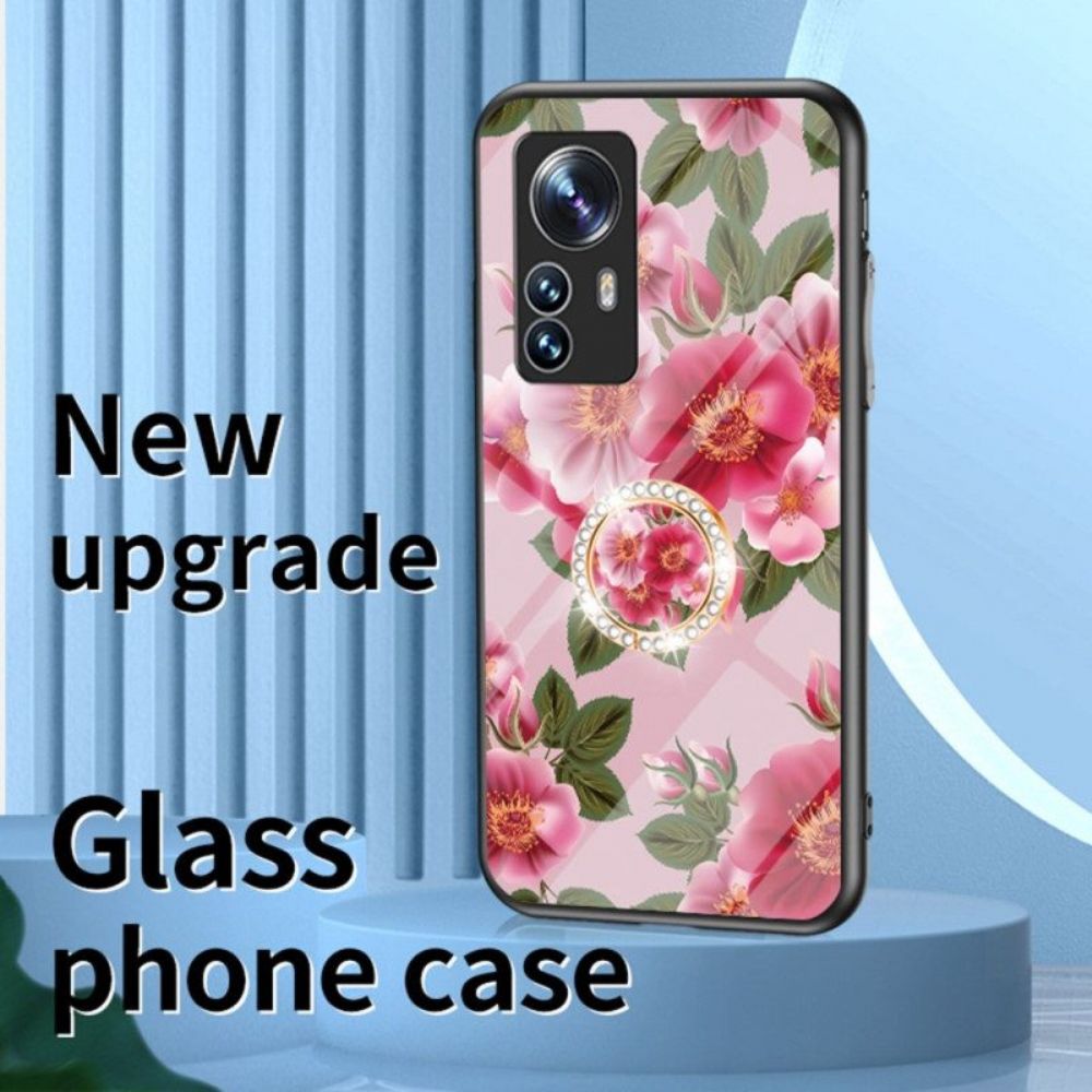 Hoesje voor Xiaomi 12 / 12X Gehard Glas Met Bloemenring