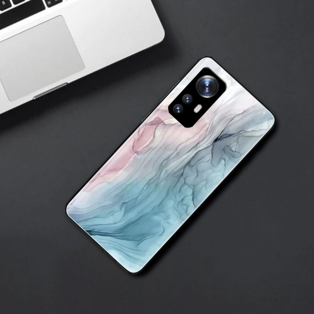 Hoesje voor Xiaomi 12 Pro Gekleurd Marmer Gehard Glas