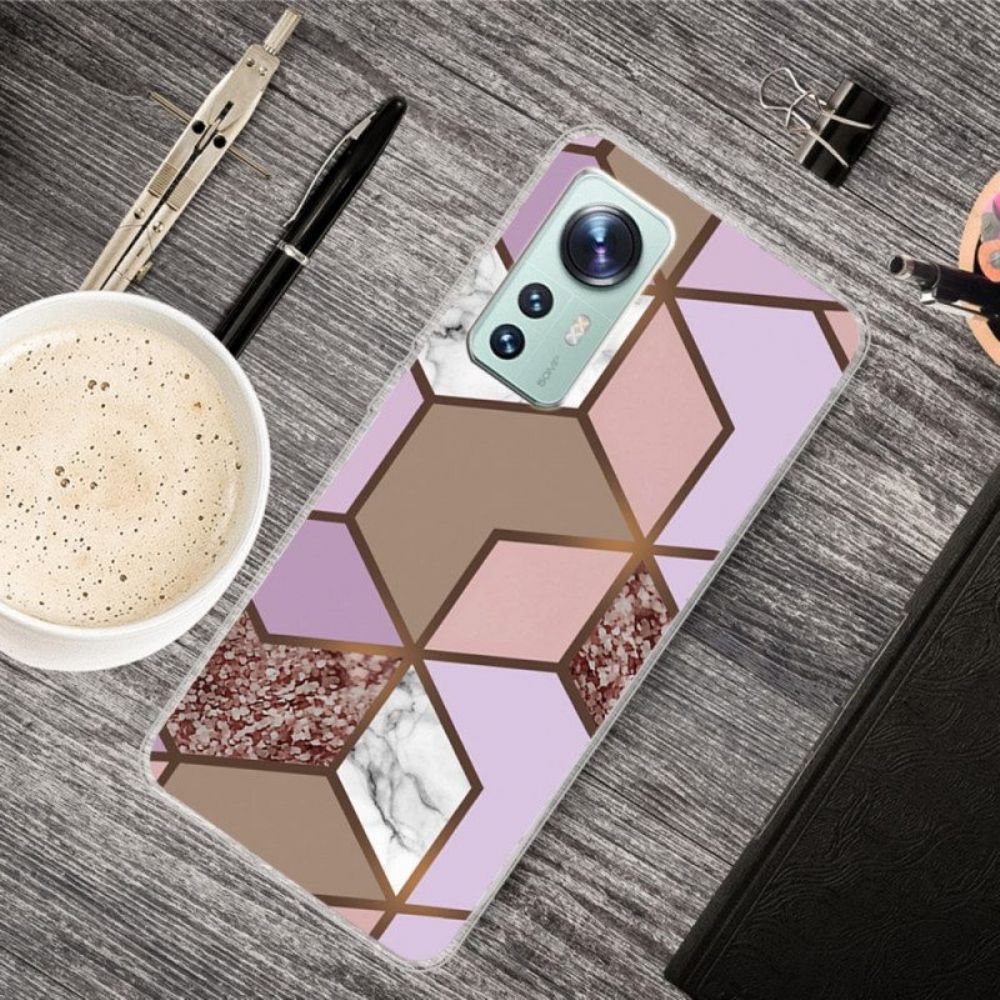 Hoesje voor Xiaomi 12 Pro Siliconen Marmeren Geometrie