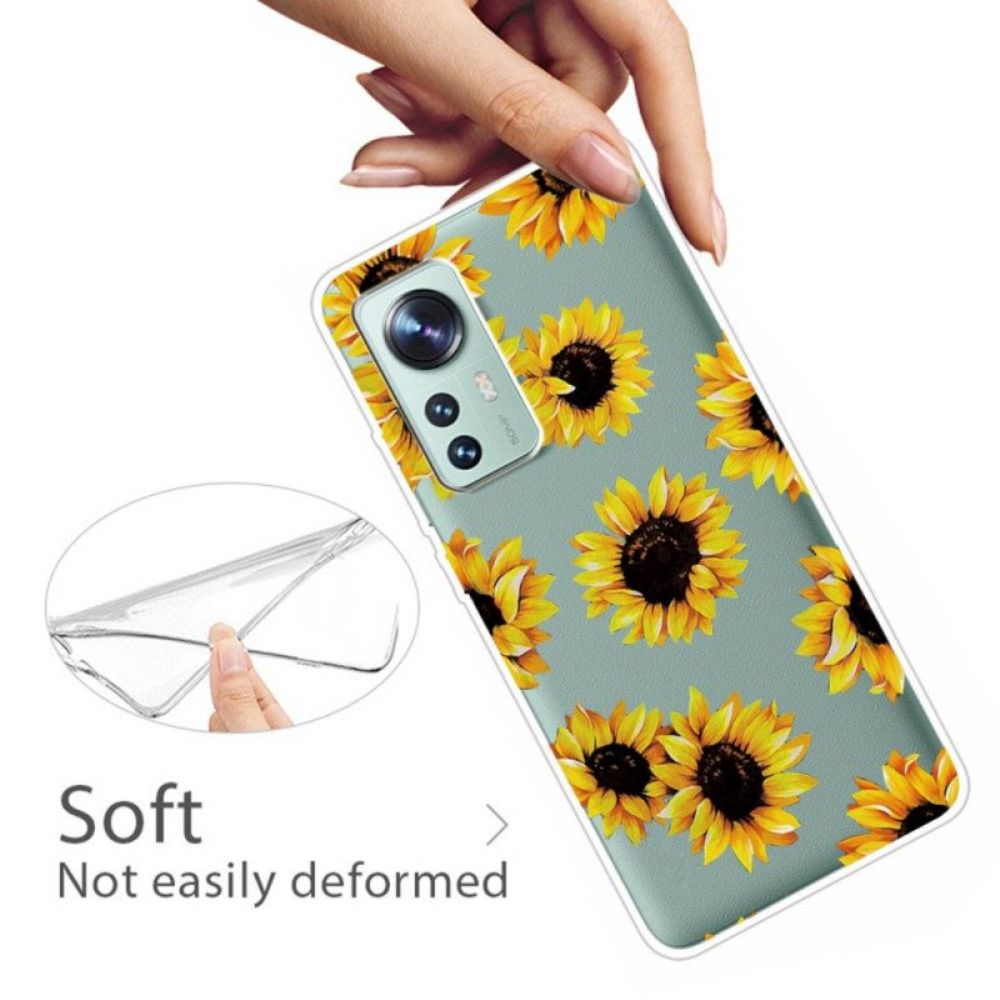 Hoesje voor Xiaomi 12 Pro Siliconen Zonnebloemen