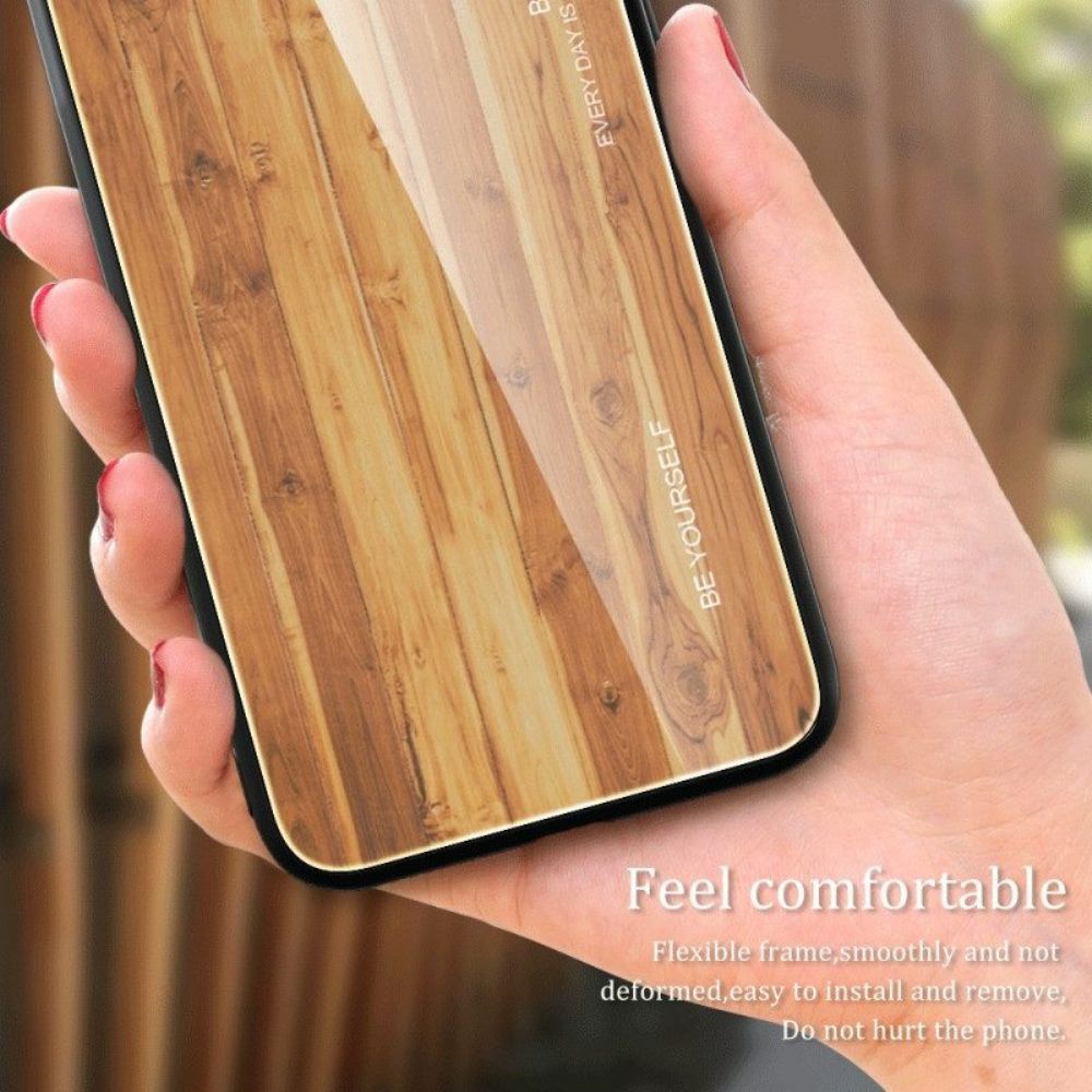 Hoesje voor Xiaomi Redmi A1 Houtdesign Gehard Glas