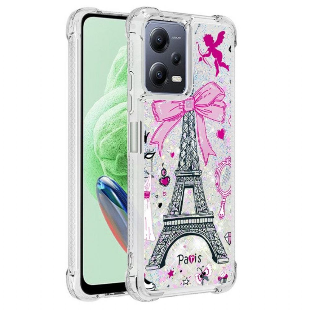 Hoesje voor Xiaomi Redmi Note 12 5G Pailletten Van De Eiffeltoren