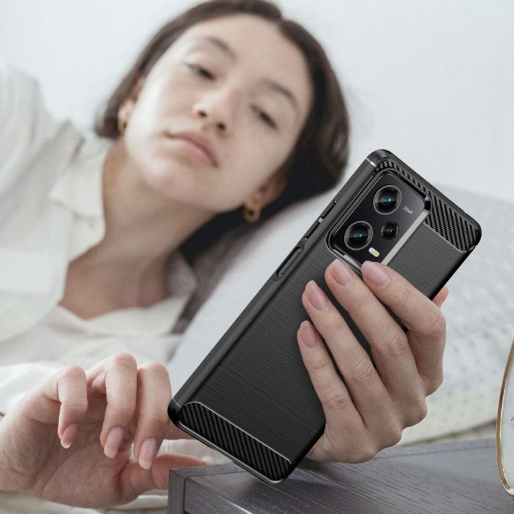 Hoesje voor Xiaomi Redmi Note 12 Pro Geborstelde Koolstofvezel