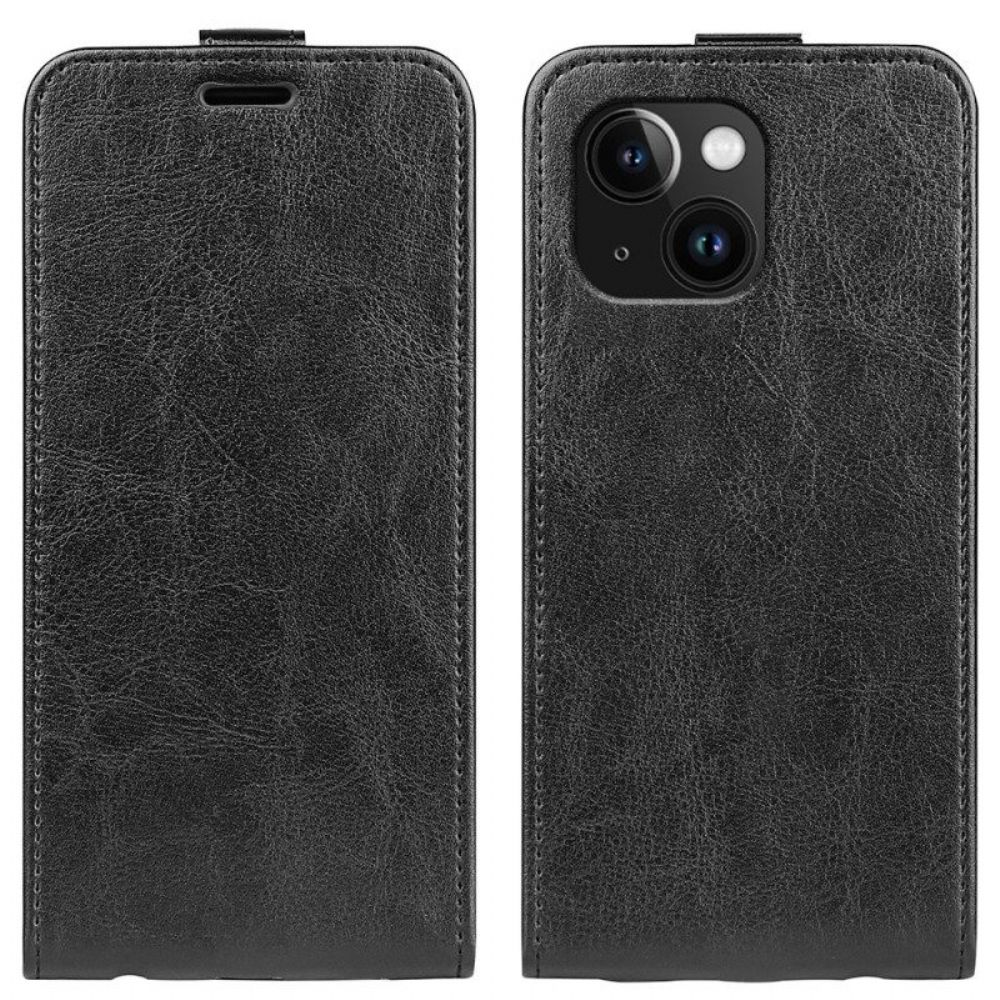 Leren Hoesje voor iPhone 15 Folio-hoesje Verticale Klep