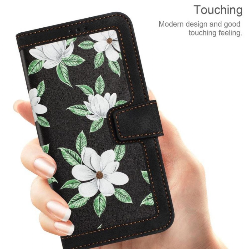 Leren Hoesje voor iPhone 15 Luxe Bloemen