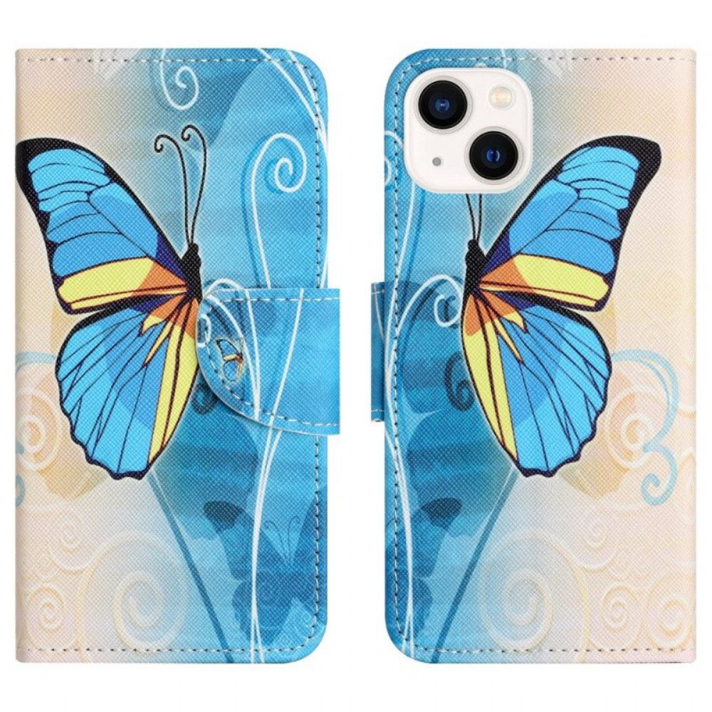 Leren Hoesje voor iPhone 15 Plus Vlinders