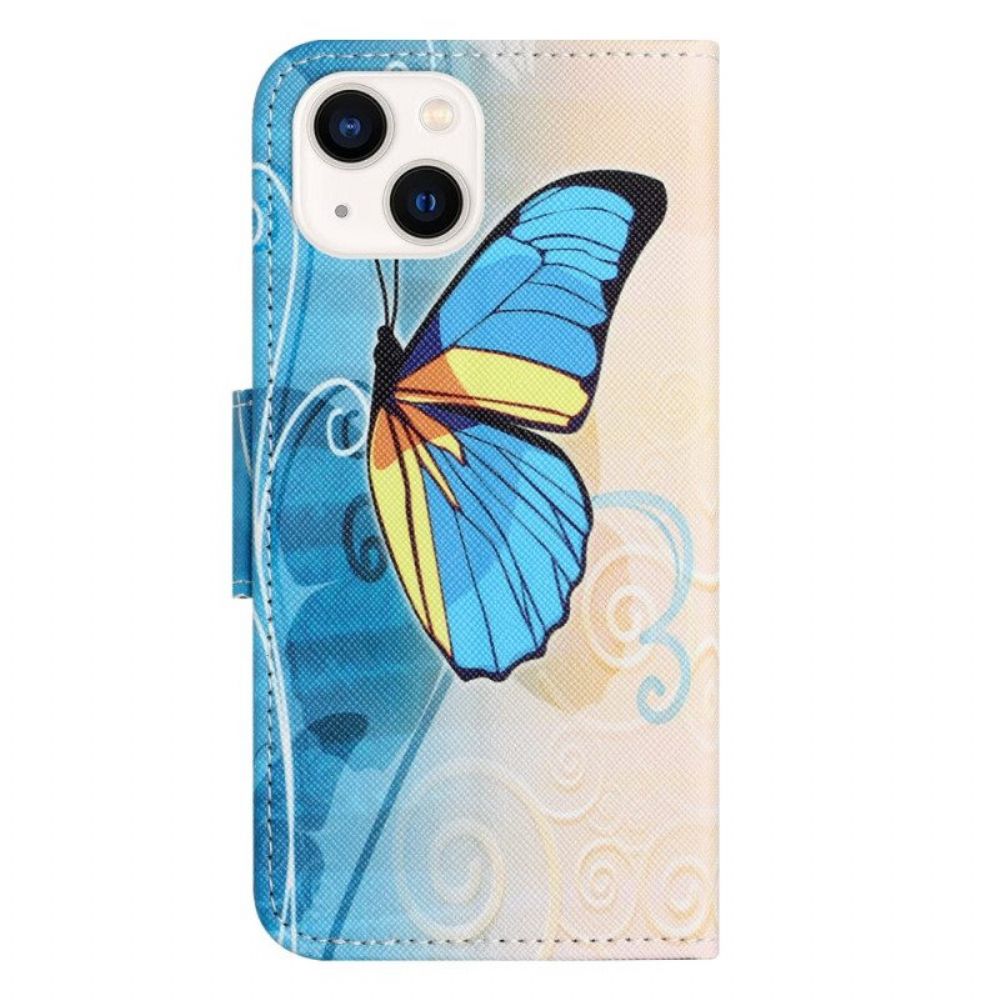 Leren Hoesje voor iPhone 15 Plus Vlinders