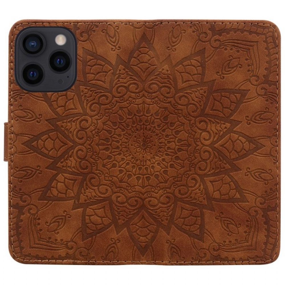 Leren Hoesje voor iPhone 15 Pro Max Mandala-print