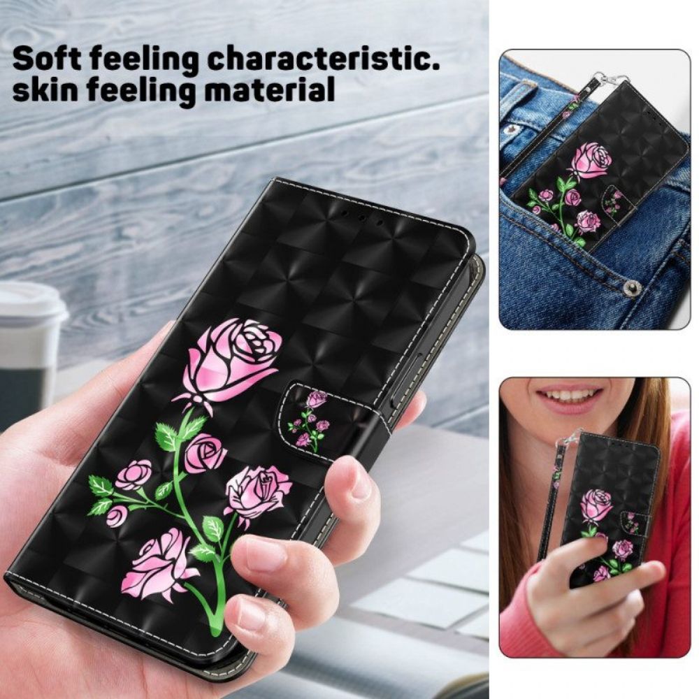 Leren Hoesje voor iPhone 15 Pro Met Ketting Bandrozen