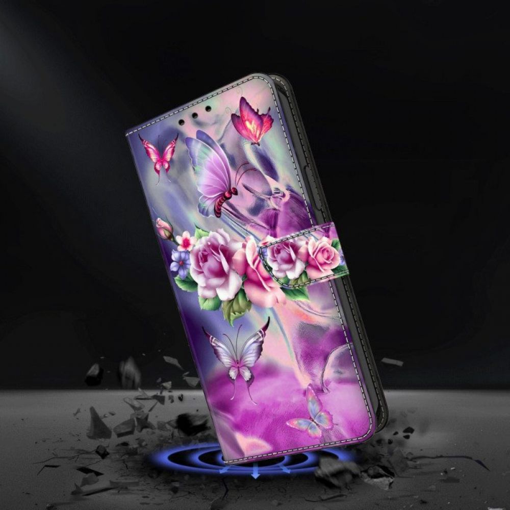 Leren Hoesje voor iPhone 15 Pro Mooie Bloemen