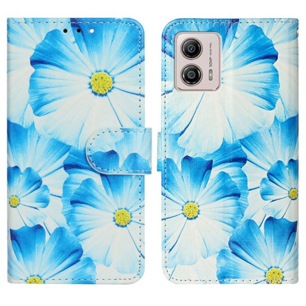 Leren Hoesje voor Moto G73 5G Intense Bloemen