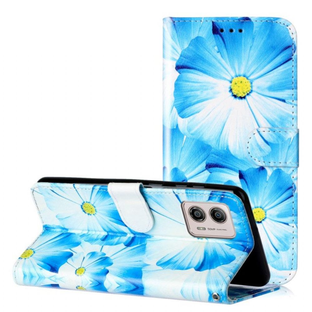 Leren Hoesje voor Moto G73 5G Intense Bloemen