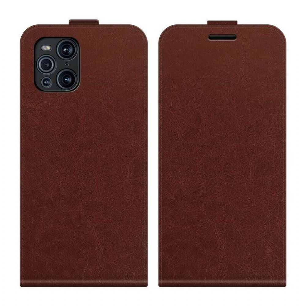 Leren Hoesje voor Oppo Find X3 Pro Folio-hoesje Verticale Flap Met Leereffect