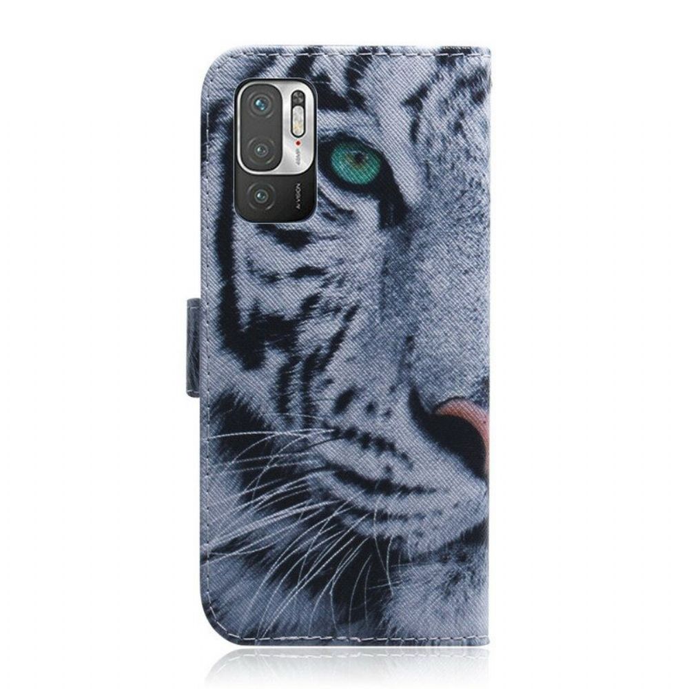 Leren Hoesje voor Poco M3 Pro 5G Tijger Gezicht