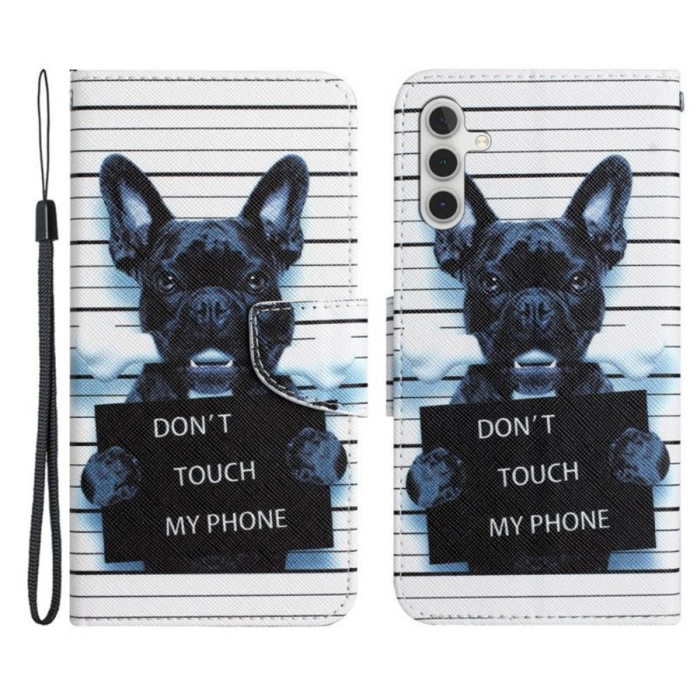 Leren Hoesje voor Samsung Galaxy A54 5G Met Ketting Hond Raakt Niet Aan Met Lanyard