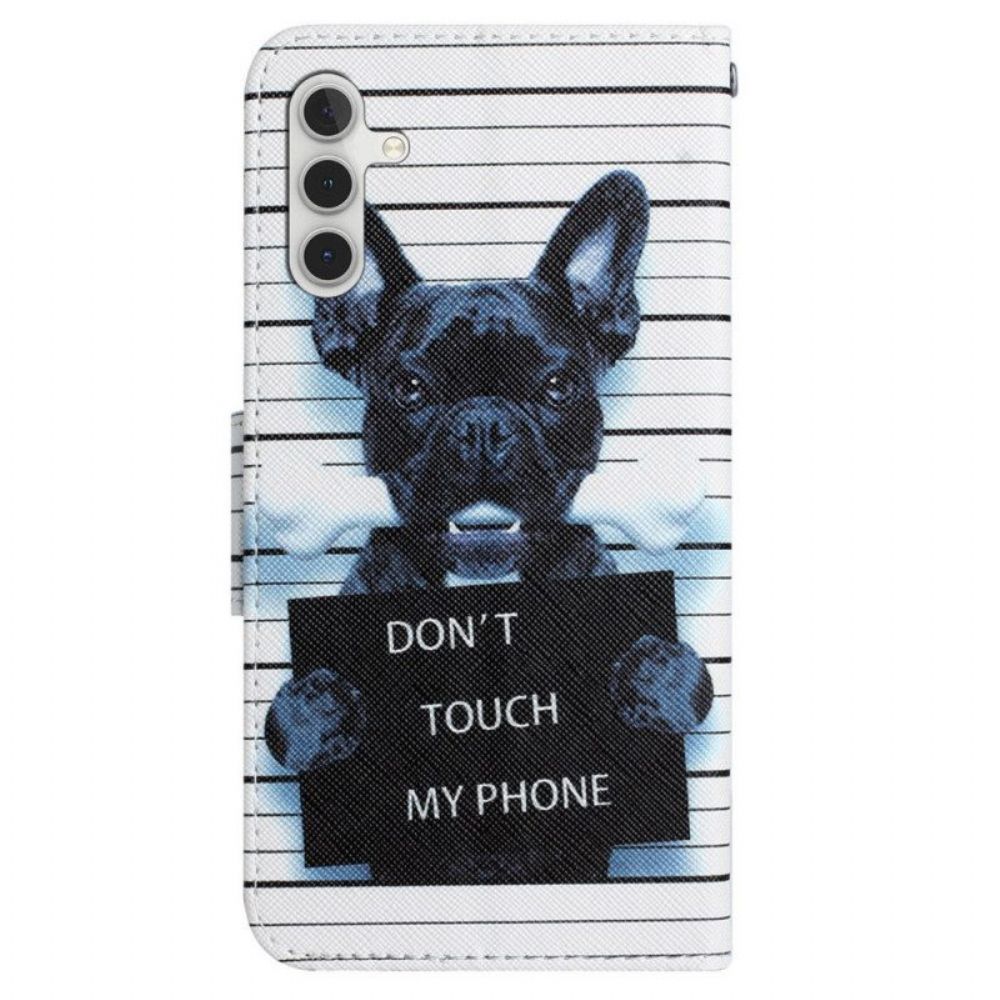 Leren Hoesje voor Samsung Galaxy A54 5G Met Ketting Hond Raakt Niet Aan Met Lanyard