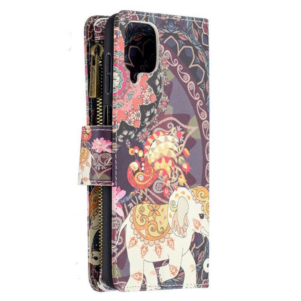 Leren Hoesje voor Samsung Galaxy M12 / A12 Olifantenzak Met Ritssluiting