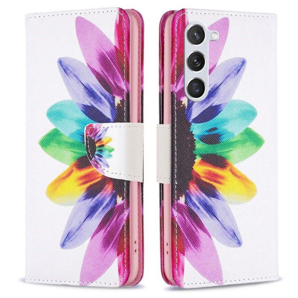 Leren Hoesje voor Samsung Galaxy S23 5G Een Bloem