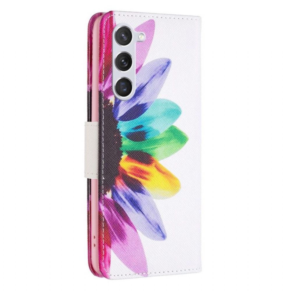 Leren Hoesje voor Samsung Galaxy S23 5G Een Bloem