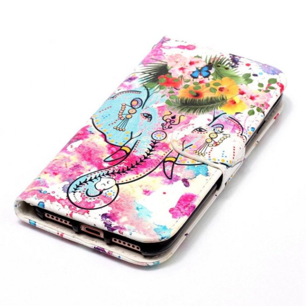 Leren Hoesje voor Samsung Galaxy S23 5G Met Ketting Stammenolifant Met Riem