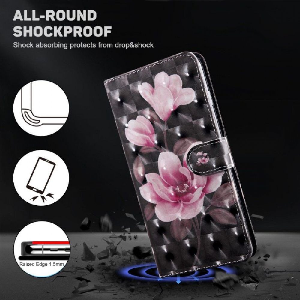 Leren Hoesje voor Samsung Galaxy S23 5G Met Ketting Strakke Bloemen