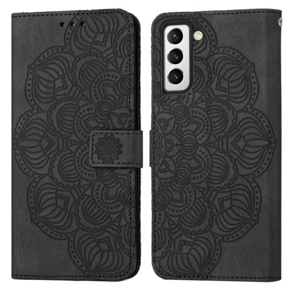 Leren Hoesje voor Samsung Galaxy S23 5G Met Ketting Strakke Mandala