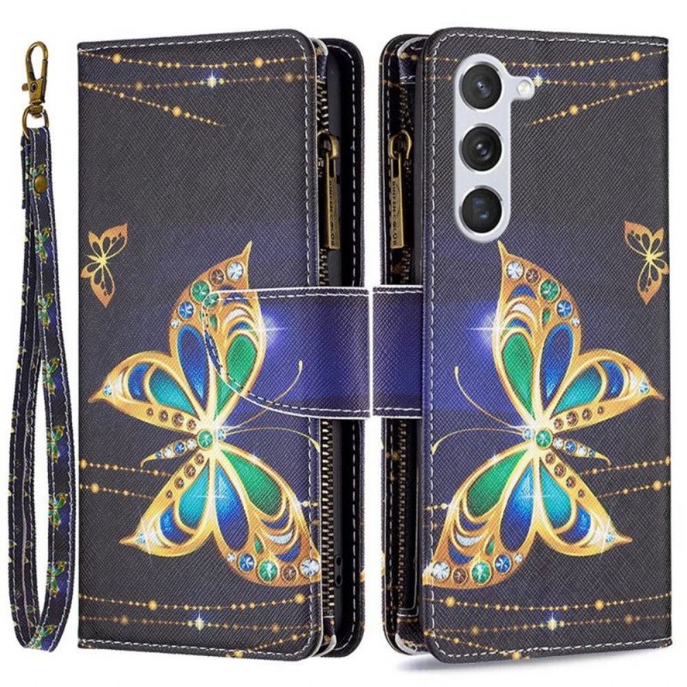 Leren Hoesje voor Samsung Galaxy S23 5G Portemonnee Leren Portemonnee Met Vlinders