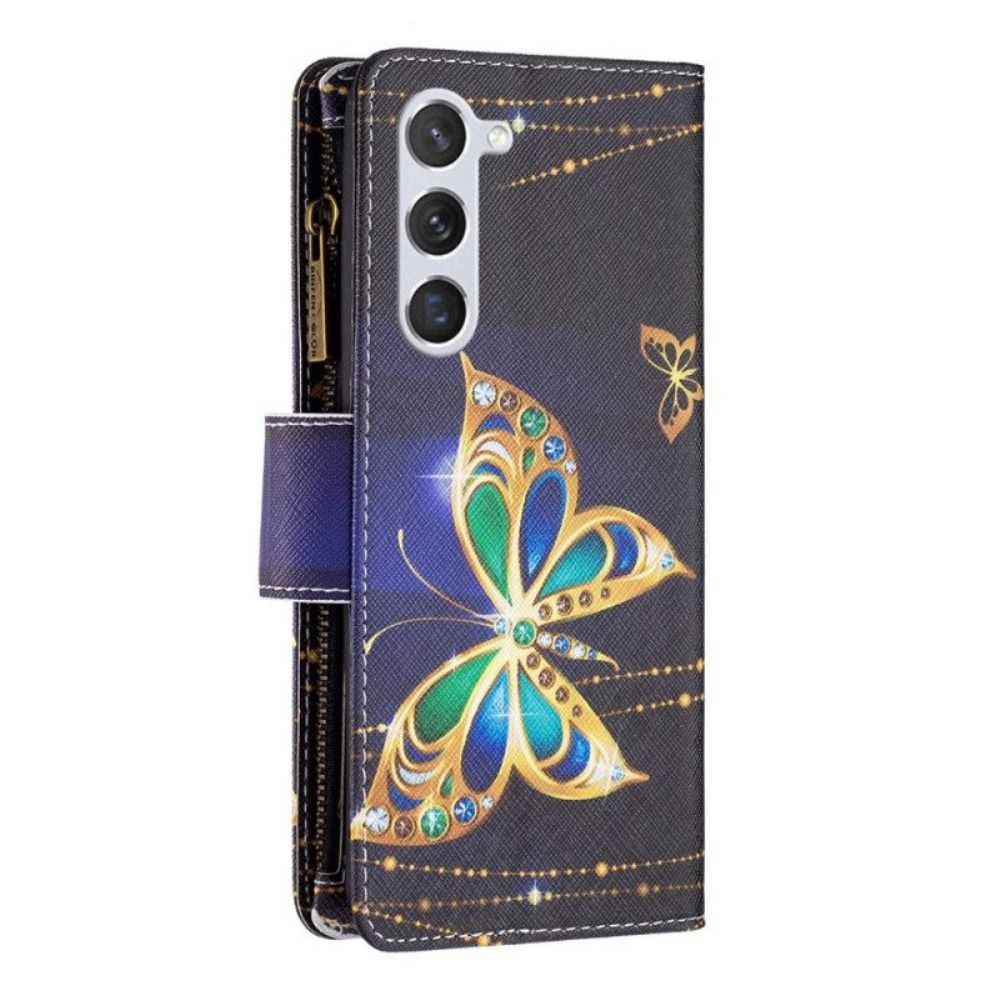 Leren Hoesje voor Samsung Galaxy S23 5G Portemonnee Leren Portemonnee Met Vlinders