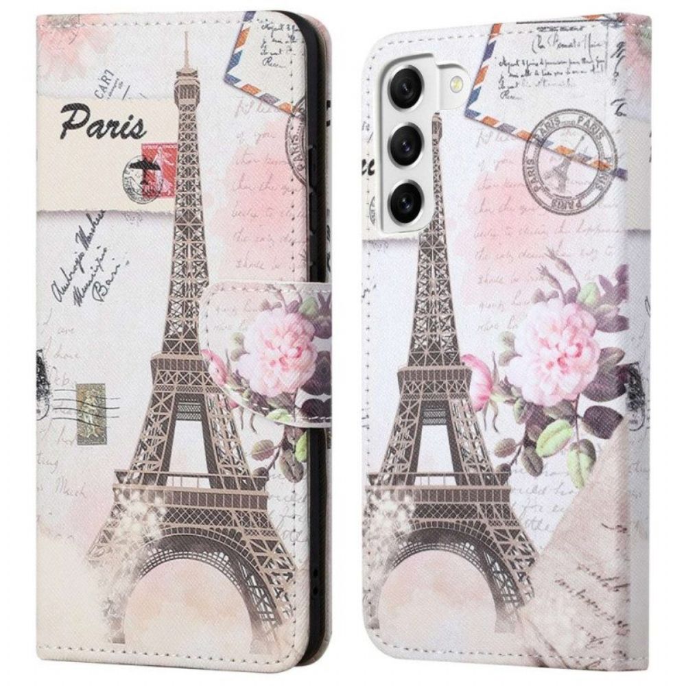 Leren Hoesje voor Samsung Galaxy S23 5G Vintage Eiffeltoren