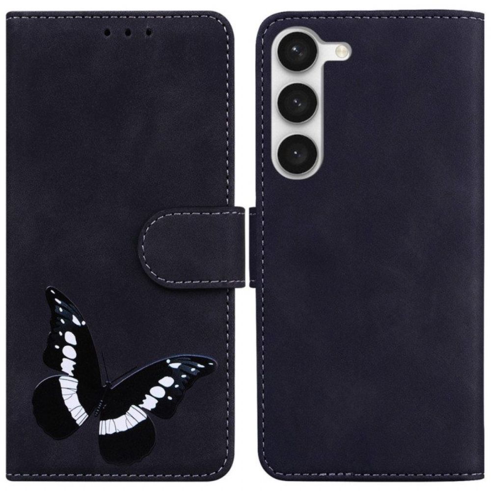 Leren Hoesje voor Samsung Galaxy S23 5G Vlinder