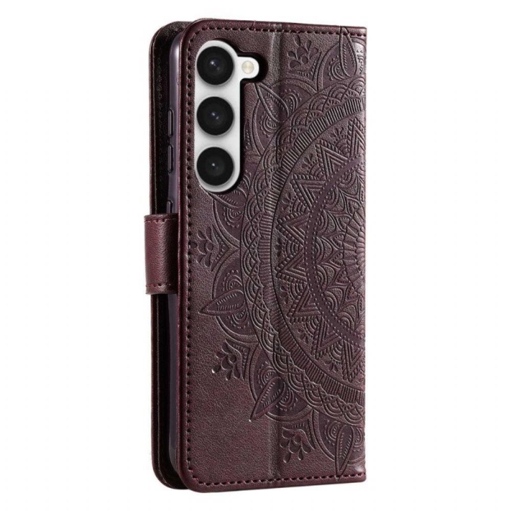 Leren Hoesje voor Samsung Galaxy S23 5G Zon Mandala