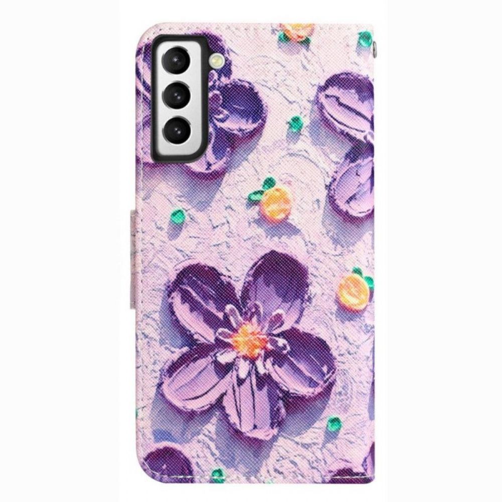 Leren Hoesje voor Samsung Galaxy S23 Plus 5G Met Ketting Alleen Bandbloemen