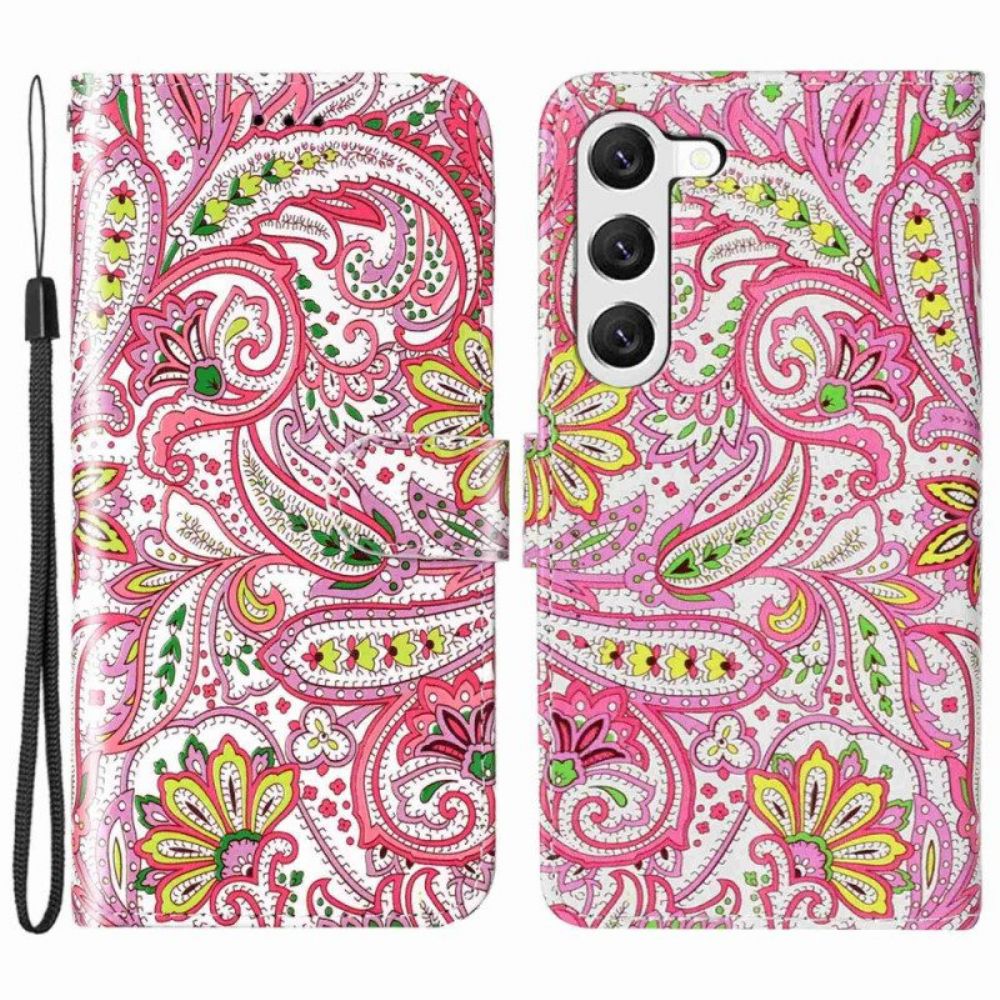 Leren Hoesje voor Samsung Galaxy S23 Plus 5G Met Ketting Kasjmierstijl Met Bandjes