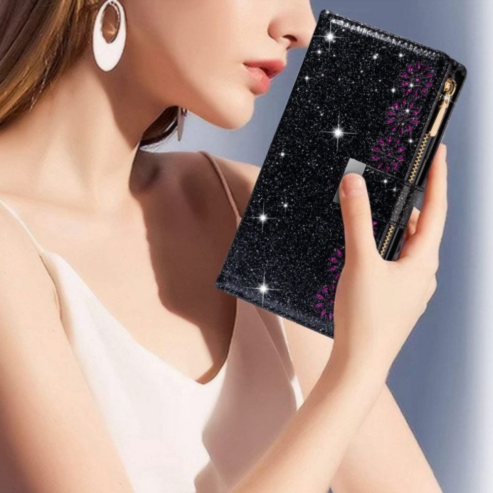 Leren Hoesje voor Samsung Galaxy S23 Plus 5G Portemonnee Leren Portemonnee Met Pailletten