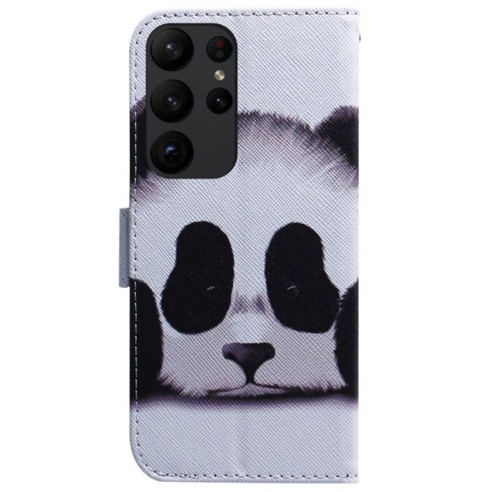 Leren Hoesje voor Samsung Galaxy S23 Ultra 5G Met Ketting Mijn Lanyard Panda