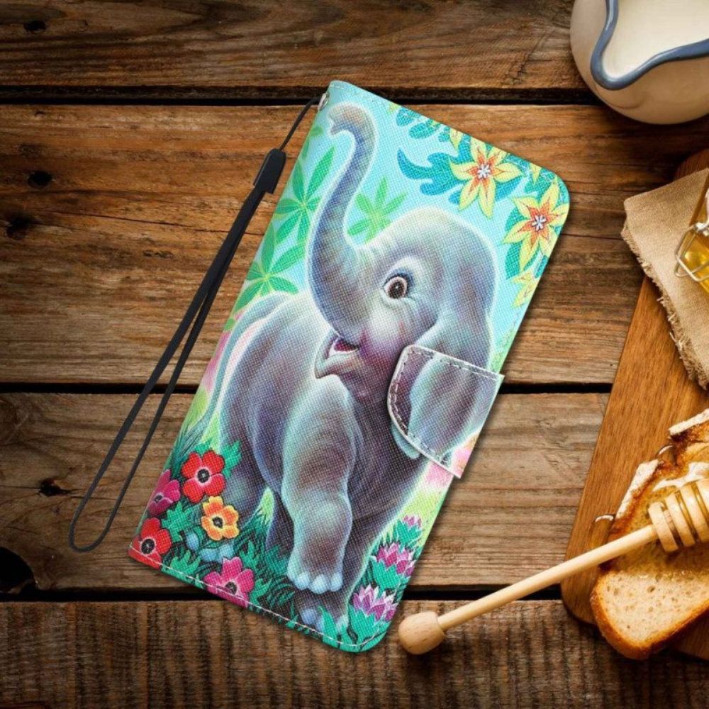 Leren Hoesje voor Samsung Galaxy S23 Ultra 5G Met Ketting String Olifant