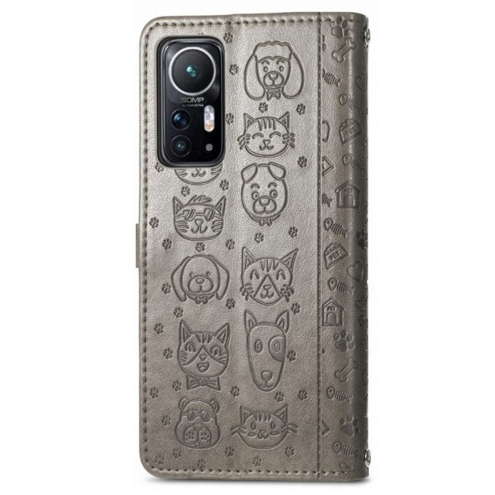 Leren Hoesje voor Xiaomi 12 / 12X Geanimeerde Dieren