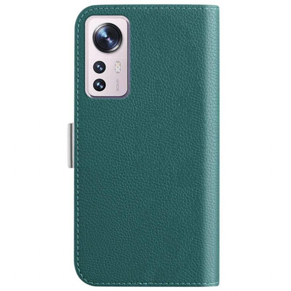 Leren Hoesje voor Xiaomi 12 / 12X Litchi Lederen Dubbele Sluiting