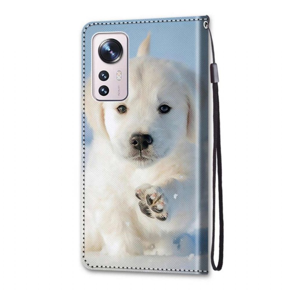 Leren Hoesje voor Xiaomi 12 / 12X Met Ketting String Puppy