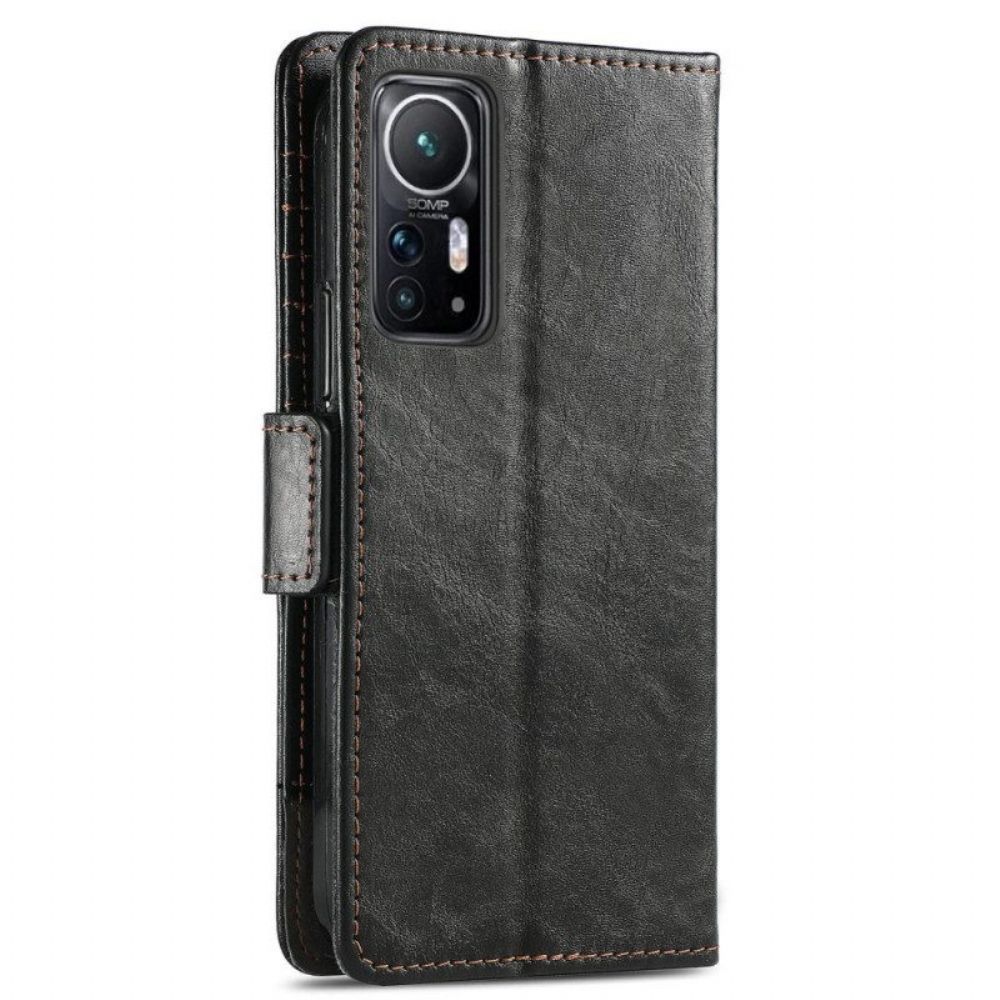 Leren Hoesje voor Xiaomi 12 / 12X Tweekleurige Dubbele Sluiting