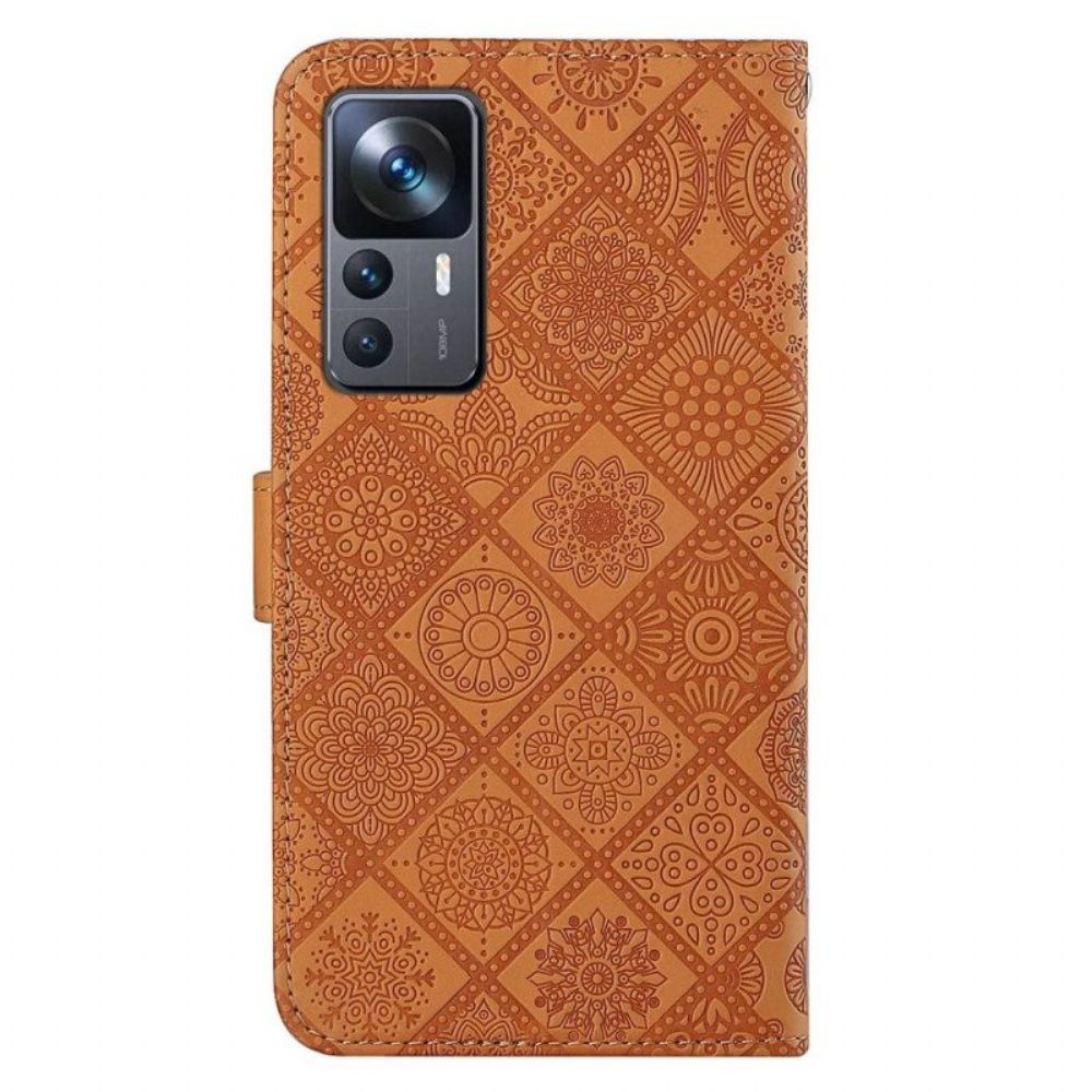 Leren Hoesje voor Xiaomi 12T / 12T Pro Bloemenpatroon