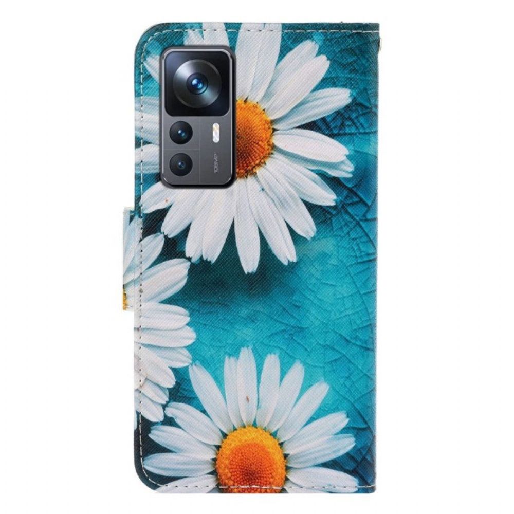 Leren Hoesje voor Xiaomi 12T / 12T Pro Met Ketting Strakke Daisy