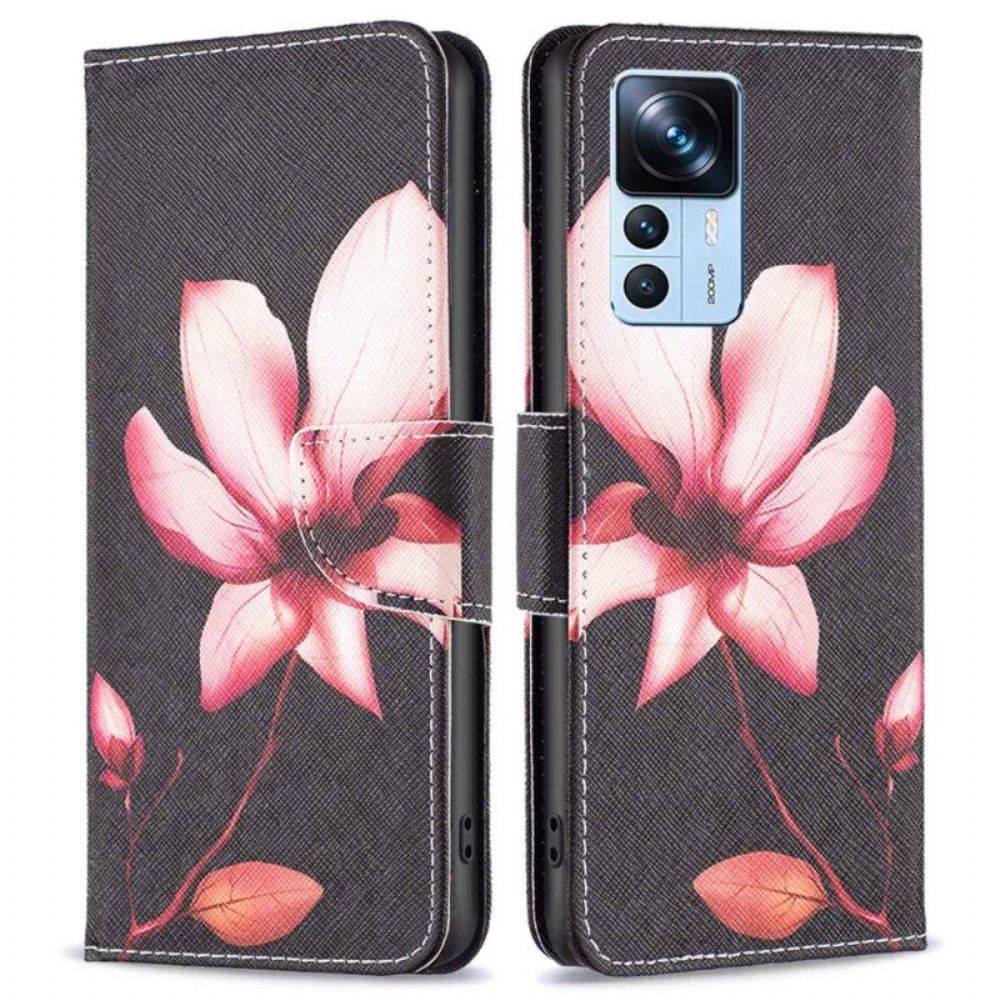 Leren Hoesje voor Xiaomi 12T / 12T Pro Roze Bloem